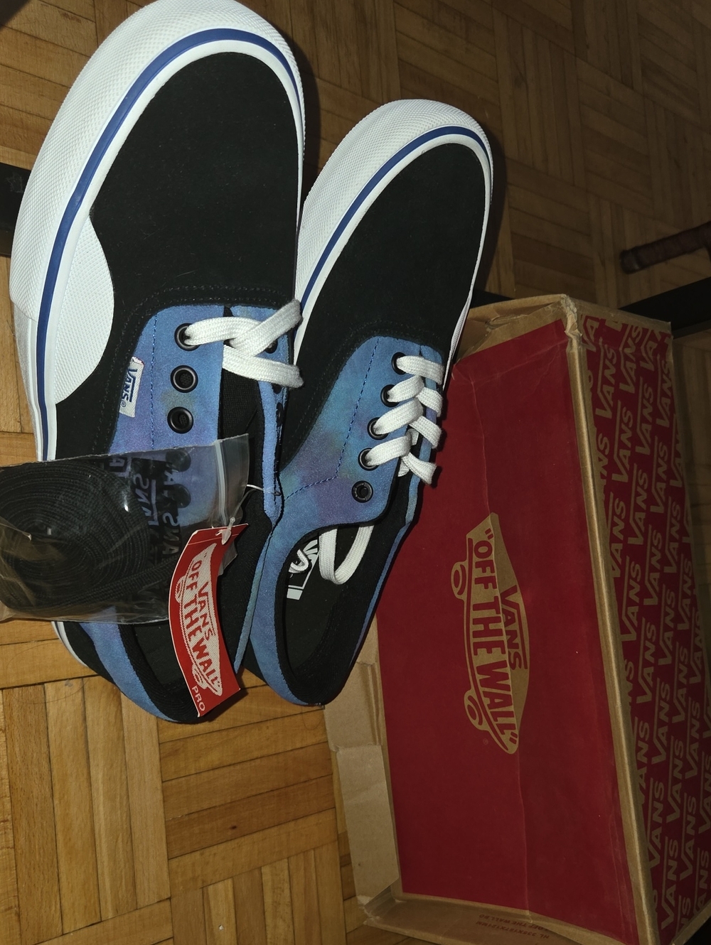 Vans Black, Blue and White Canvas Low-Top Sneakers